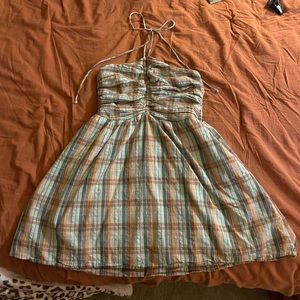 American Eagle Plaid Halter Dress